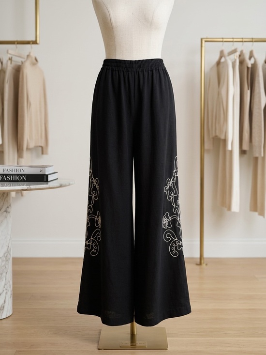 Adrianna Papell Pants - NWOT Adrianna Papell Embroidered Palazzo Pants